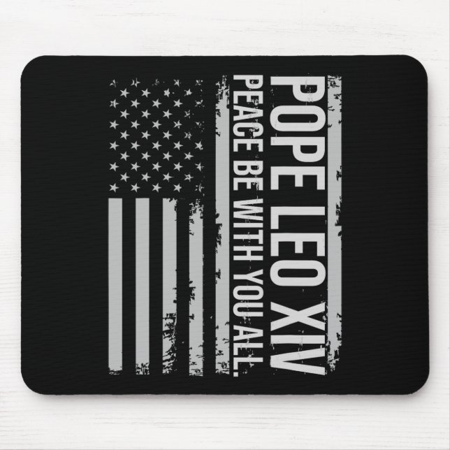 Mousepad Papa Leo Xiv 14 Primeiro Papa Americano Flag Vin (Frente)