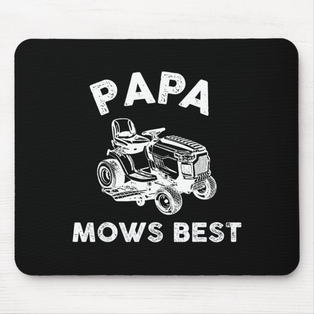 Mousepad Papa Mows Funny Lawn Mower Father's Day Grandpa  (Frente)