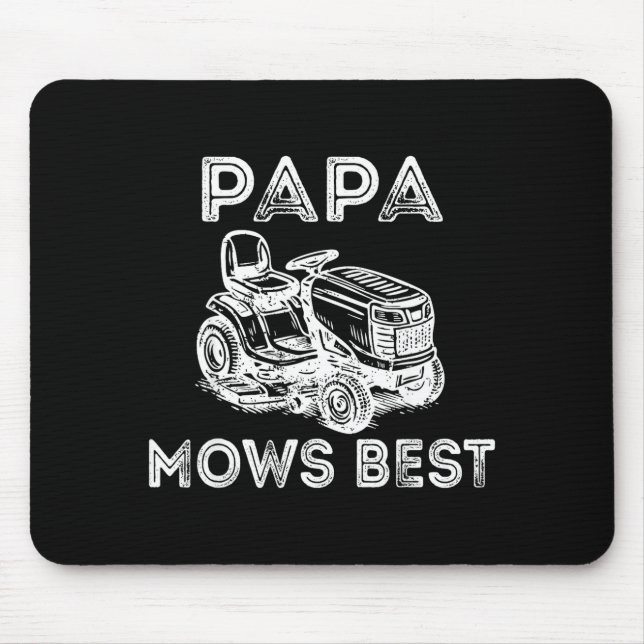 Mousepad Papa Mows Funny Lawn Mower Father's Day Grandpa  (Frente)
