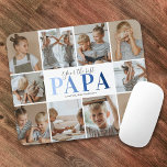 Mousepad Papá Seu Melhor Foto Do Mouse<br><div class="desc">Mousepad personalizado com um fundo branco comum que pode ser mudado para qualquer cor,  10 fotos da família,  o ditado "o melhor papa" e os nomes das crianças.</div>
