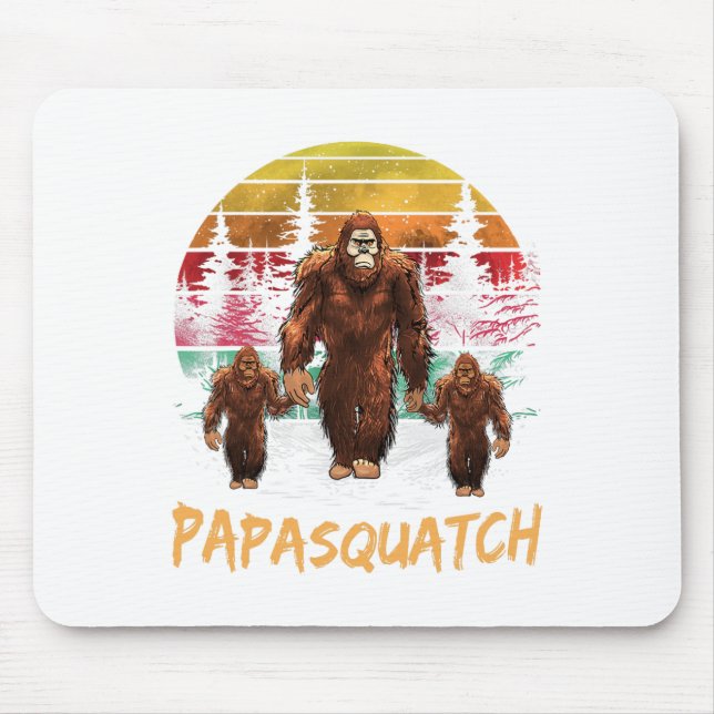 Mousepad Papa Squatch Retro Bigfoot Sasquatch Yeti Fath (Frente)