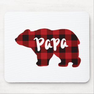 Mousepad Papa Urso - xadrez de búfalos vermelho e preto
