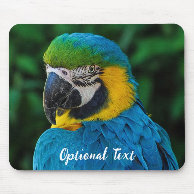Mousepad Papagaio Azul Personalizado e Amarelo (Frente)