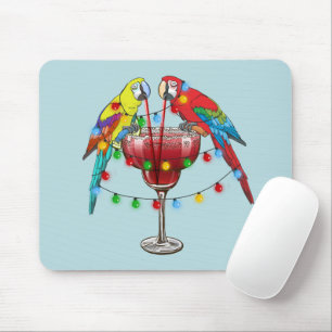 Mousepad Papagaio Colorido, Bebendo Vinho Vermelho