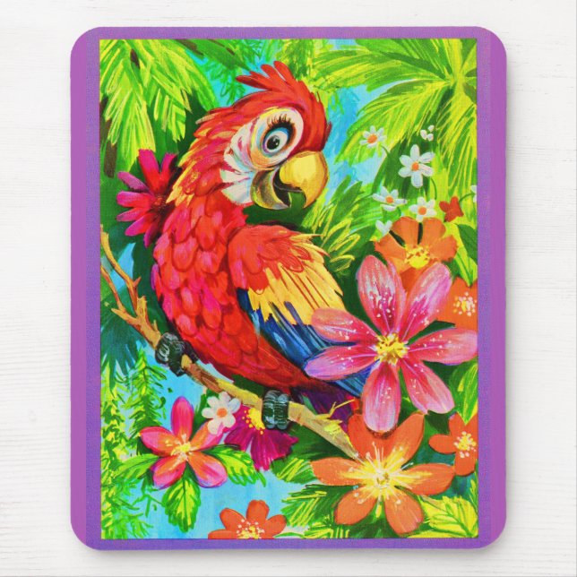 Mousepad papagaio colorido brilhante (Frente)