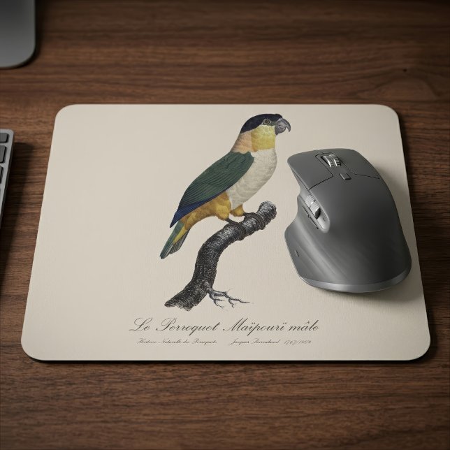 Mousepad Papagaio-de-cabeça-preta-macho, Pionites Melanocep (Black-Headed Male Parrot, Pionites Melanocephalus. Mouse Pad)