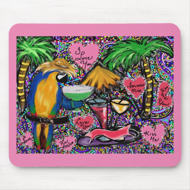 Mousepad Papagaio de Festa de São Valentim (Frente)