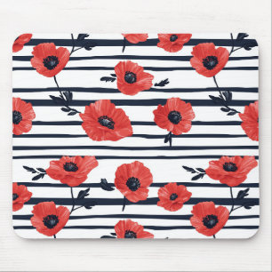 Mousepad Papagaios vermelhos com folhas azuis e padrão risc