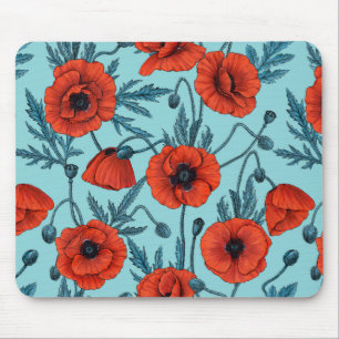 Mousepad Papagaios, vermelhos e azuis em azul-piscina