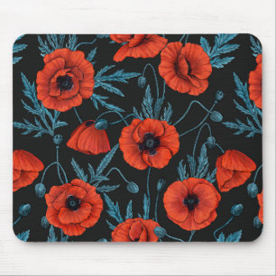 Mousepad Papagaios, vermelhos e azuis em preto