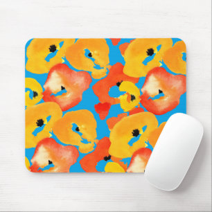 Mousepad Papagaios vermelhos e laranja arte floral