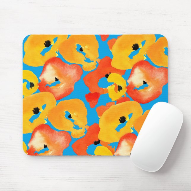 Mousepad Papagaios vermelhos e laranja arte floral (Com mouse)