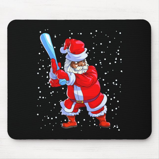 Mousepad Papai Noel Afro-Americano Negro de Basebol Afro C (Frente)