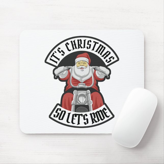 Mousepad Papai Noel andando de moto (Com mouse)