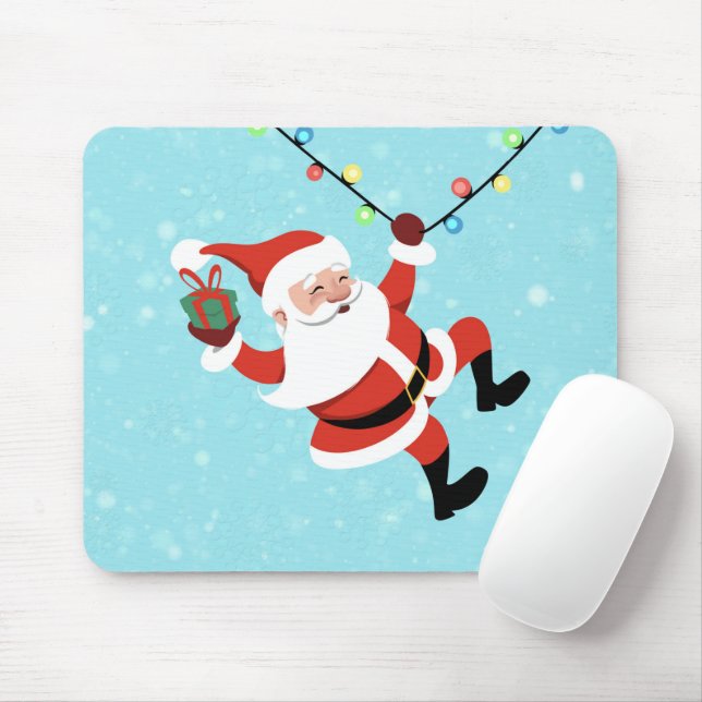 Mousepad Papai Noel balançando numa corda de Natal (Com mouse)