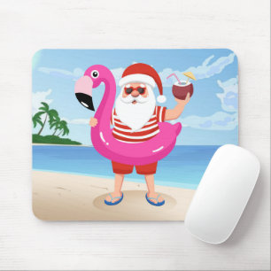 Mousepad Papai Noel com anel inflável flamingo