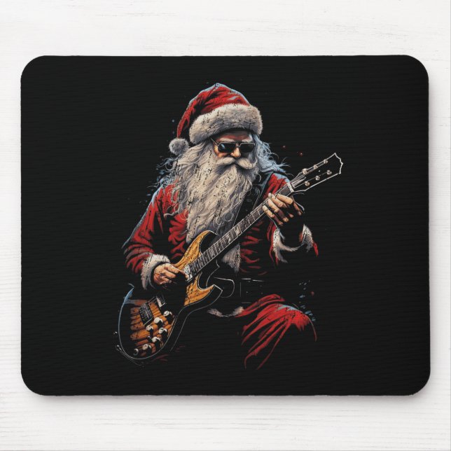 Mousepad Papai Noel de Guitarra de Rock Tocando Guitarra -  (Frente)