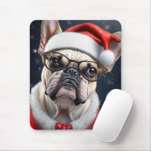 Mousepad Papai noel de Natal de Cachorro Francês