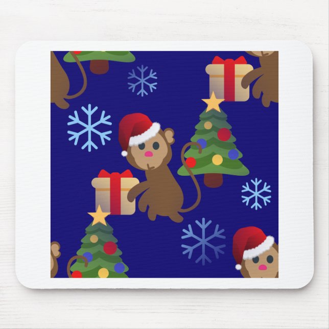 Mousepad papai noel de natal, macaco emoji (Frente)