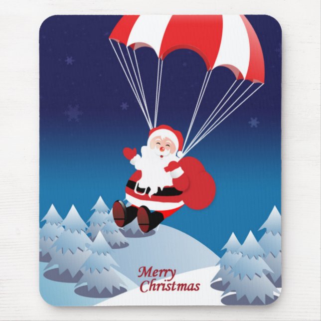 Mousepad Papai noel de salto de pára-quedas (Frente)