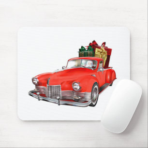 Mousepad Papai Noel dirigindo um carro retrô com giftsb