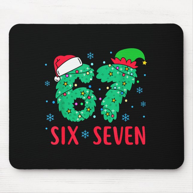 Mousepad Papai Noel Diz Seis Sete 67 Meme Natal Feriado 6 7 (Frente)