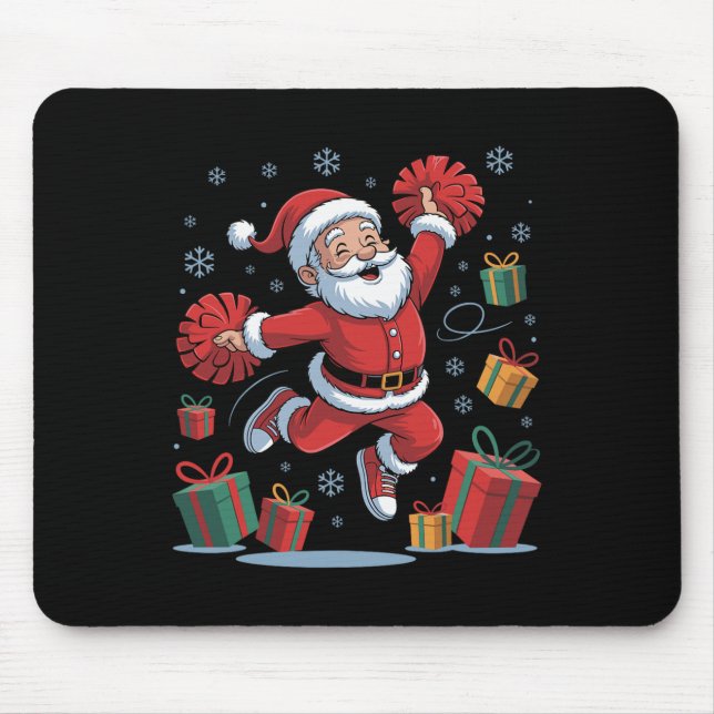 Mousepad Papai Noel engraçado aplaudindo líder de torcida N (Frente)