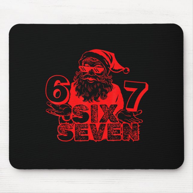 Mousepad Papai Noel Engraçado Diz Seis Sete Natal 6 7 Meme  (Frente)