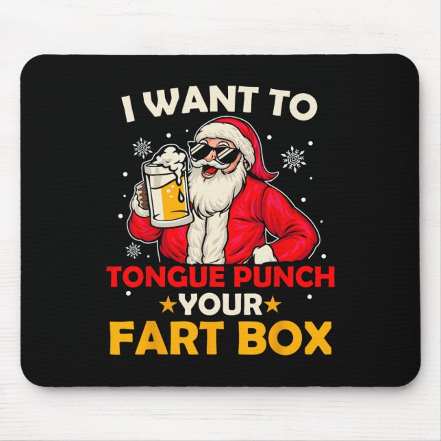Mousepad Papai Noel Engraçado Eu Quero Que A Língua Aperte  (Frente)