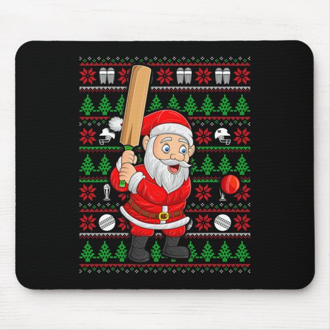 Mousepad Papai Noel Estilo Suéter Feio de Natal Jogando Crí (Frente)