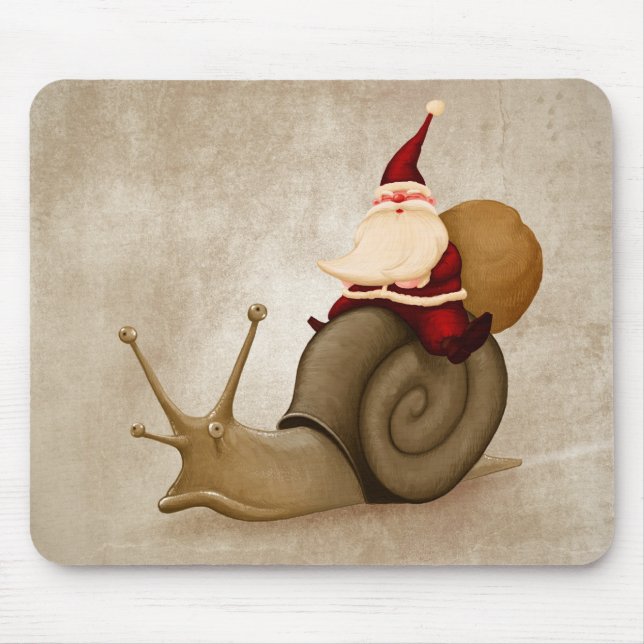 Mousepad Papai Noel monta um caracol (Frente)