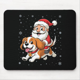 Mousepad Papai Noel montado em Cavalier King Charles Spanie