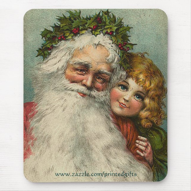 Mousepad Papai Noel Pai Natal e Rapariga Merepad Presente (Frente)