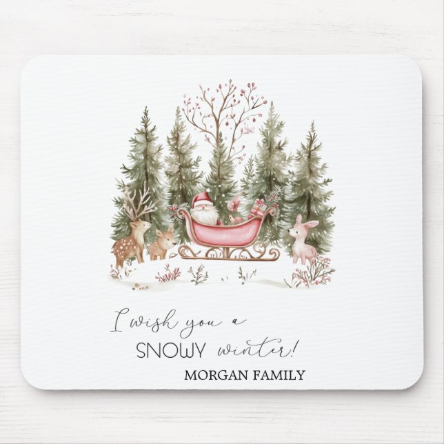 Mousepad Papai Noel, Sleigh, Apresenta o Natal da Floresta (Frente)