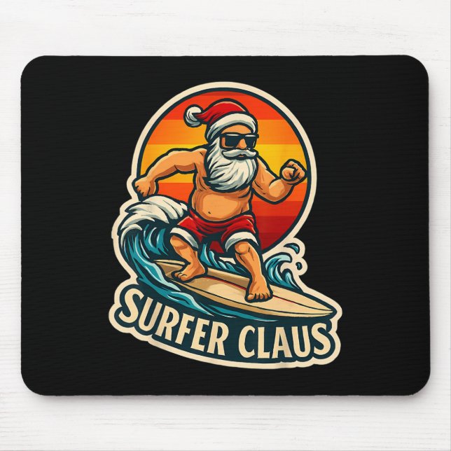 Mousepad Papai Noel Surfista Divertido Instrutor de Surf de (Frente)