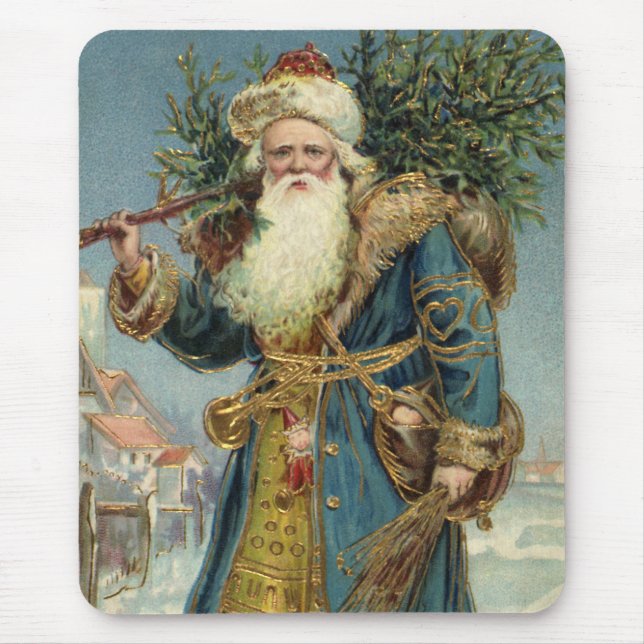 Mousepad Papai Noel Vitoriano Antigo com Árvore de Natal (Frente)