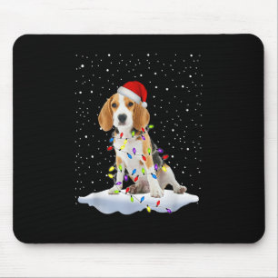 Mousepad Papais noeis Beagle Christmas Light Snowfake Dog M