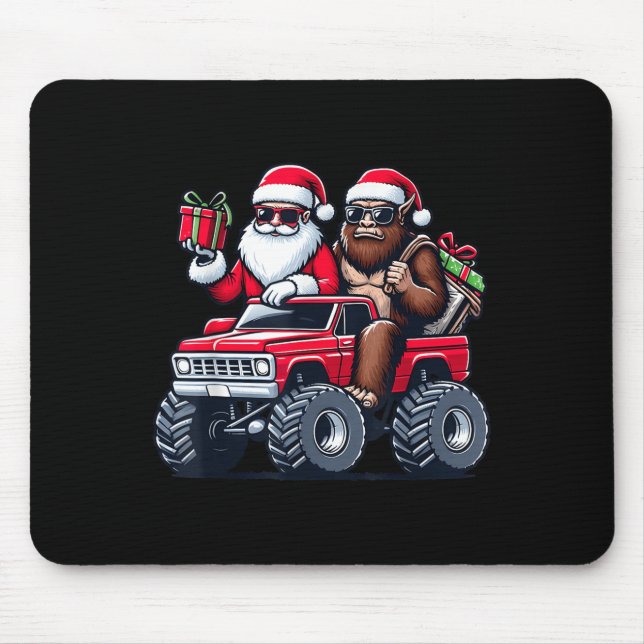 Mousepad Papais noeis Bigfoot Andando Monster Truck Natal T (Frente)