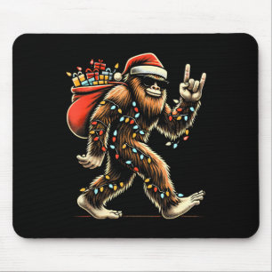 Mousepad Papais noeis Bigfoot Luzes de Natal Rock Sasquatch