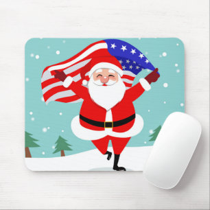 Mousepad Papais noeis correndo com bandeira americana