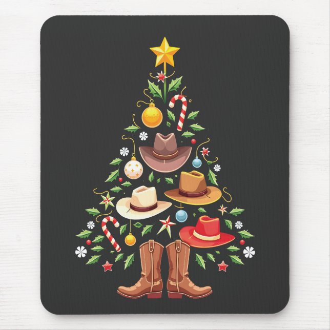Mousepad Papais noeis de Árvores de Natal Ocidental do Cowb (Frente)