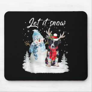 Mousepad Papais noeis de Borda Collie Cão de Natal Snowman
