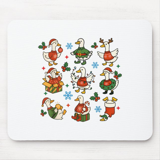 Mousepad Papais noeis de ganso-Bobo  de Natal Ganso-Feliz (Frente)
