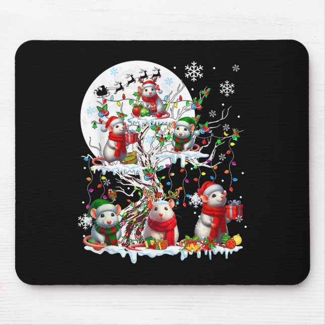 Mousepad Papais noeis De Grupo Reindeer Elf Ratos Na Árvore (Frente)