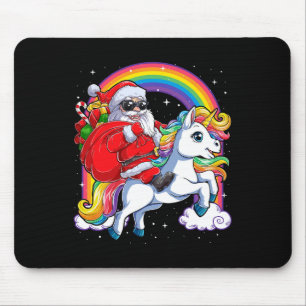 Mousepad Papais noeis De Natal Andando No Unicórnio Xmas Ra