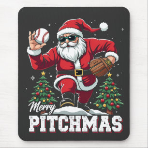 Mousepad Papais noeis de Natal de Pitchmas felizes Baseball