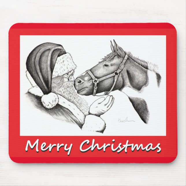 Mousepad Papais noeis de Natal e Cavalo de Pintura (Frente)