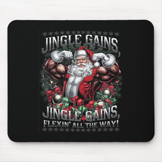 Mousepad Papais noeis de Natal Gym Workout Jingle ganha Fle (Frente)