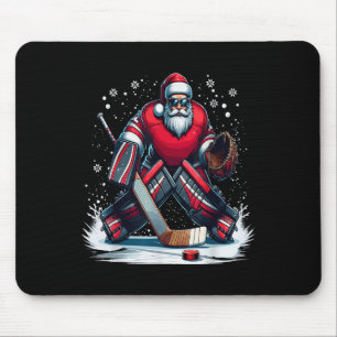 Mousepad Papais noeis de Natal Hockey Goalie Ugly Christmas
