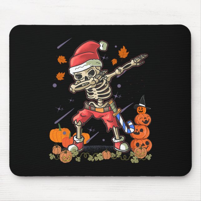 Mousepad Papais noeis de Natal Skeleton Dabbing Halloween C (Frente)